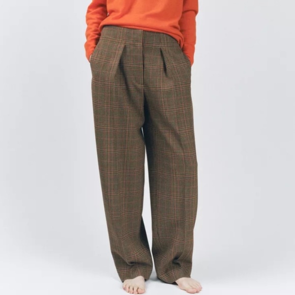 Zara Pants - ZARA Women Collection Check Darted Trousers Light Brown SZ XS
